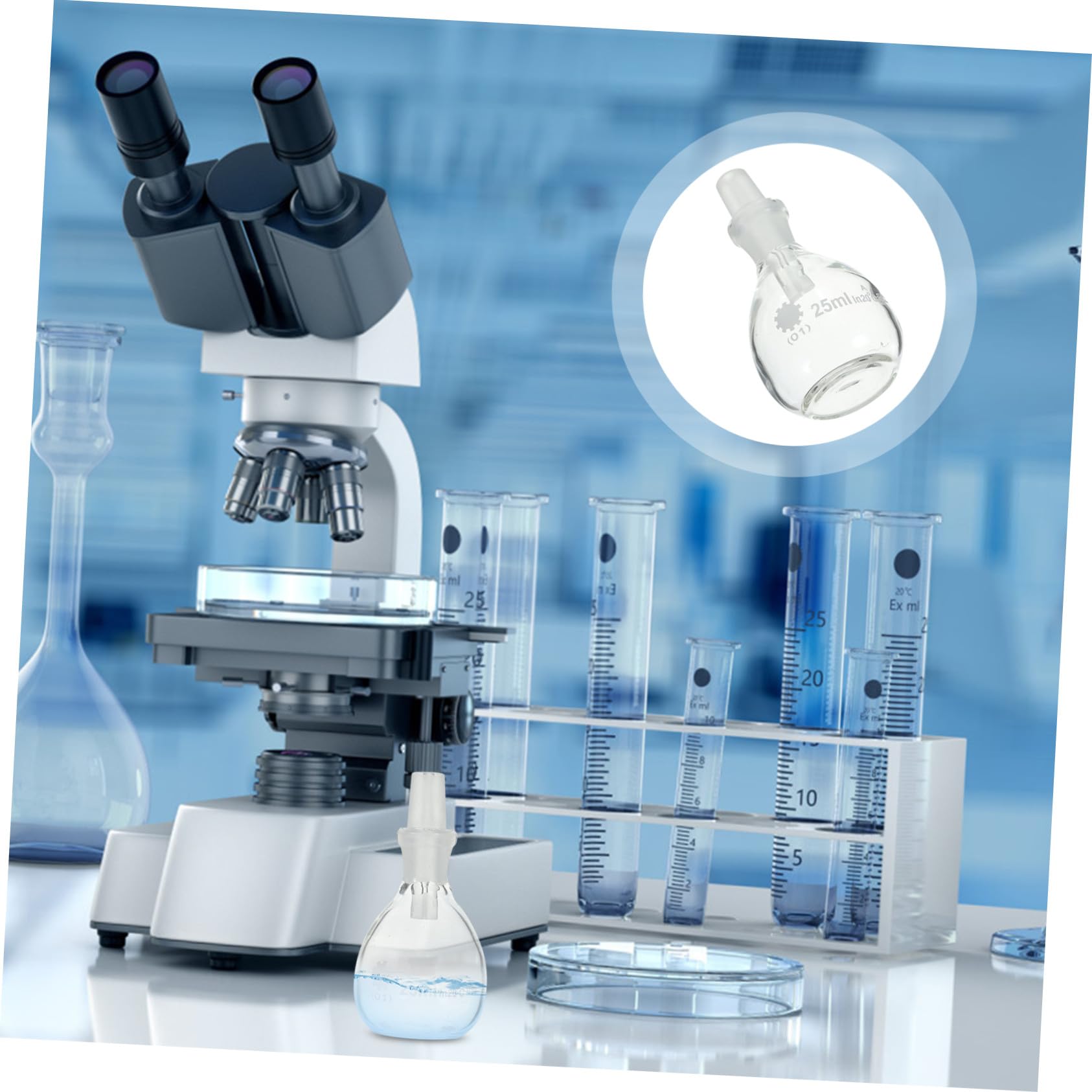 Picnometro In Vetro Con Tappo 25 Ml Per Laboratorio Bottiglia Di Vetro Per Stoccaggio Dei Reagenti Flacone Reagente Per Misurazione Della Densità e Uso Sperimentale