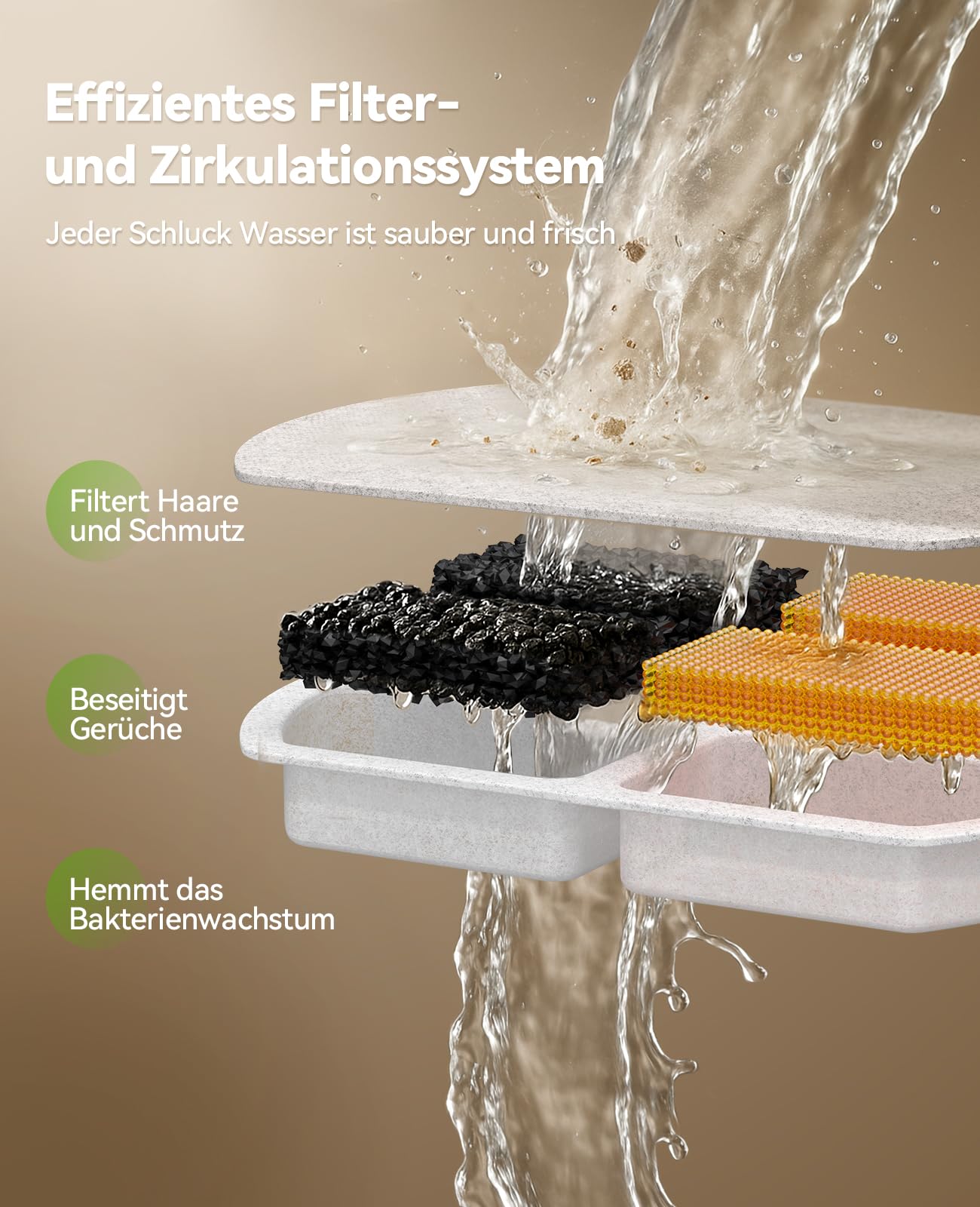 FEELNEEDY 8L Katzenbrunnen Kabellos, 5000mAh Trinkbrunnen für Hunde mit 3 Filters, Katzenbrunnen Edelstahl Spülmaschinenfest, Verbesserter Radarsensor