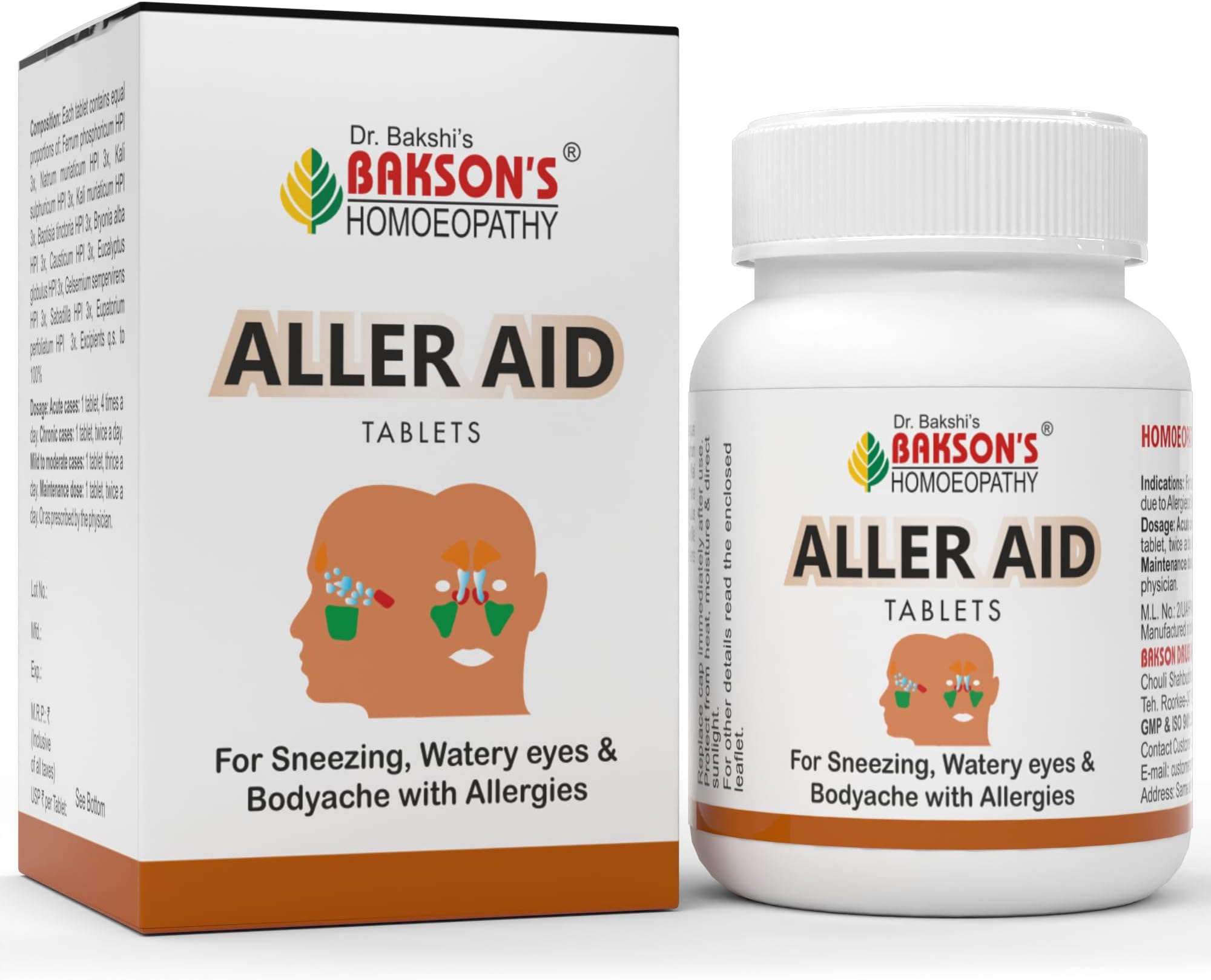 - Dr. Bakshi's BAKSON'S HOMOEOPATHY ALLER AID TABLETS | For Sneezing and Watery Eyes | 75 Tablets
