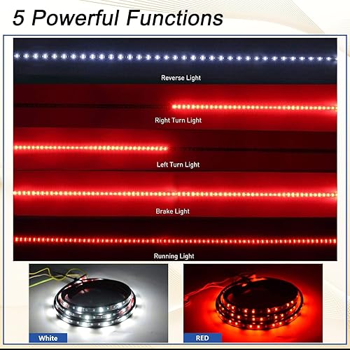 Miniatura 3 de AveneMark - Barra de luz LED para puerta trasera de camión, 48 pulgadas/49 pulgadas, 90 luces LED de freno de marcha atrás, tira de señal de giro