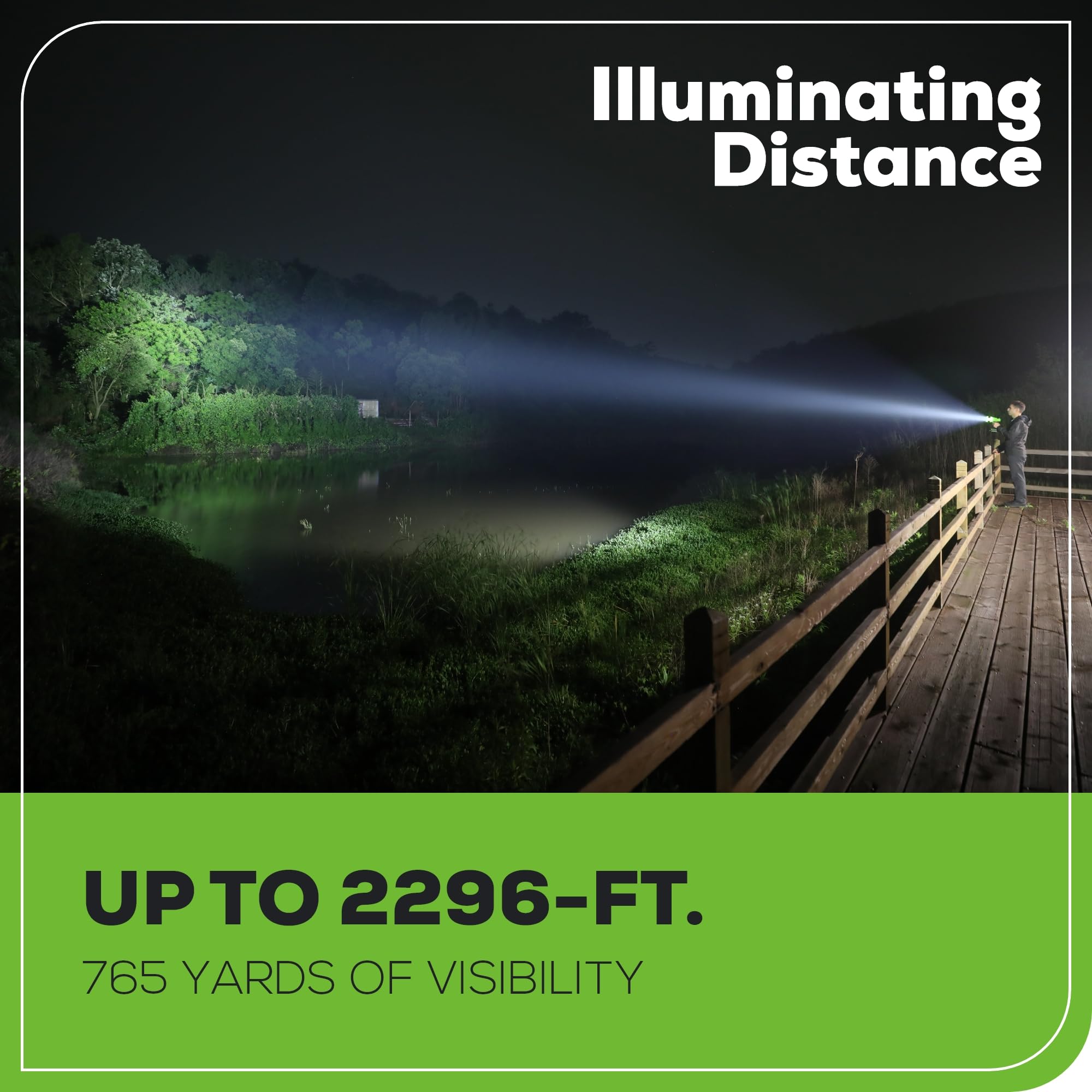 Greenworks Faro a LED da 24 V con portata di 765 yard, luce di lavoro wireless da 3000 lumen con batteria da 2 Ah e caricatore