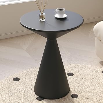 Round Pedestal Side Table,Round Modern Coffee Table,Mid-Century Leisure Table Accent Table for Small Places Dining Room Living Room,Black,40x55cm