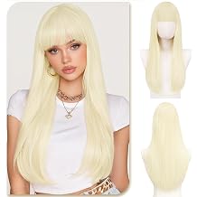 SOFEIYAN Long Straight Blonde Wigs for Women - 22 Inch Wig with Bangs Natural Looking Soft Heat Resistant Synthetic Wigs for Women Daily Party Use,Blonde