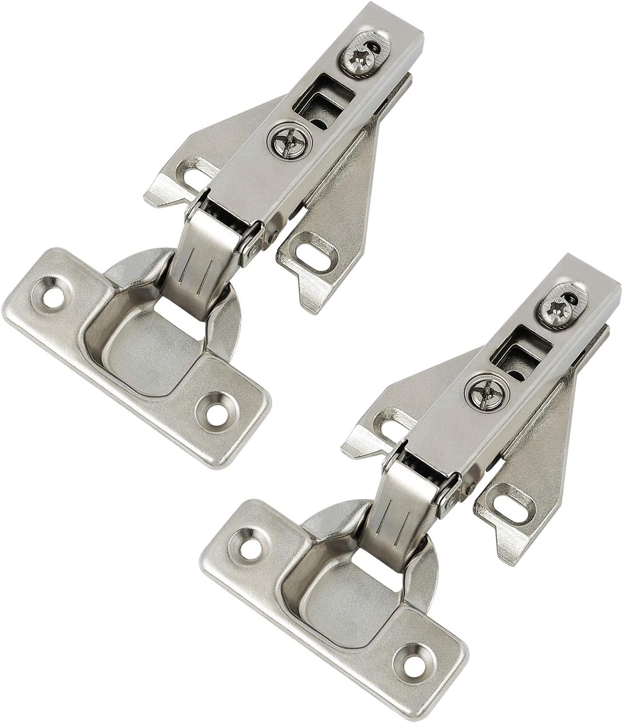 1 Pair（2 Pack） Kitchen Cabinet Hinges for Face Frame Cabinet, Concealed Cabinet Hinges Brushed Satin Nickel with Mounting Screws