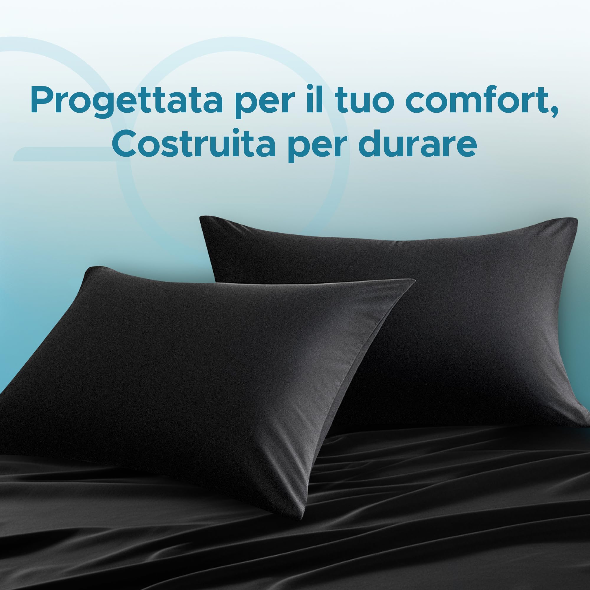 Federe Protettive Impermeabili Set da 2, 48x73cm Nero, Chiusura a Busta