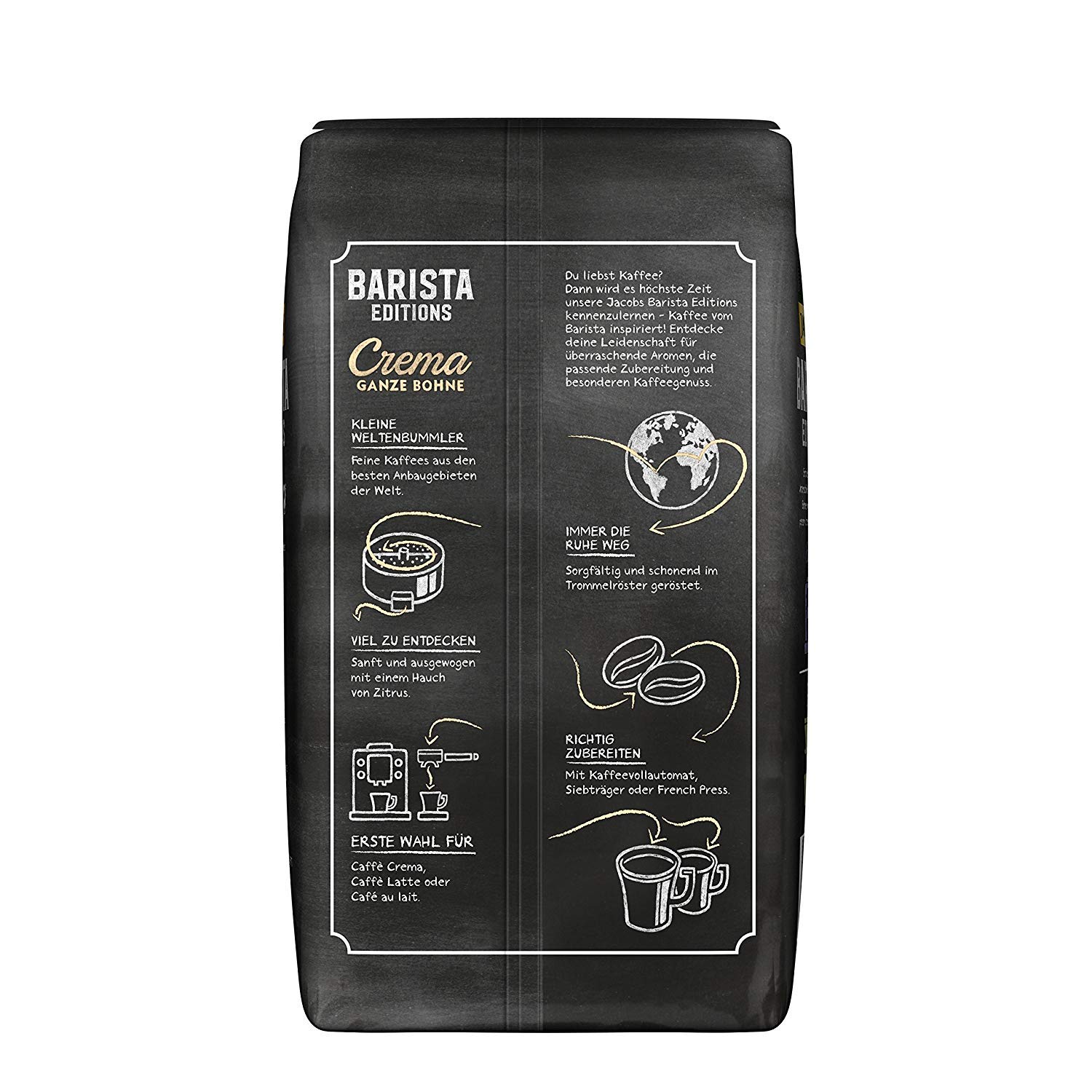 Jacobs Barista Editions Crema, Kaffee Ganze Bohne, 2 x 1 kg