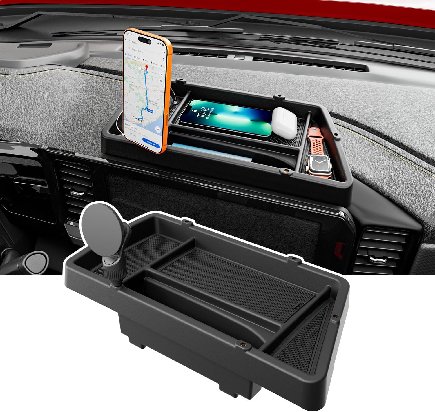 Dashboard Storage Organizer Compatible with 2022-2026 Chevy Silverado GMC Sierra 1500 24-26 2500HD 3500HD Dashboard Storage Tray Replacement for 2022-2026 Chevy Silverado Accessories