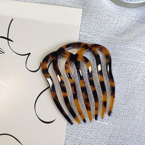 Miniatura 8 de Twist Hair Side Comb Hollow Out 7 Teeth Acetate Antistatic Hairpin Vintage Tortoise for Shell Barrette C