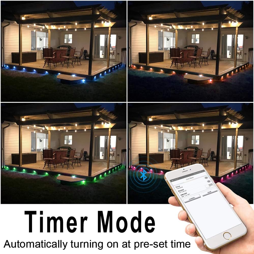 Free Shipping Over $50 LED Step Lighting Kit, FVTLED 20pcs Φ1.38 Bluetooth Control RGB Half Moon Low Voltage Recessed Deck Lights In-ground Lighting Waterproof Outdoor Yard Path Stair Landscape Decor, Red Bronze