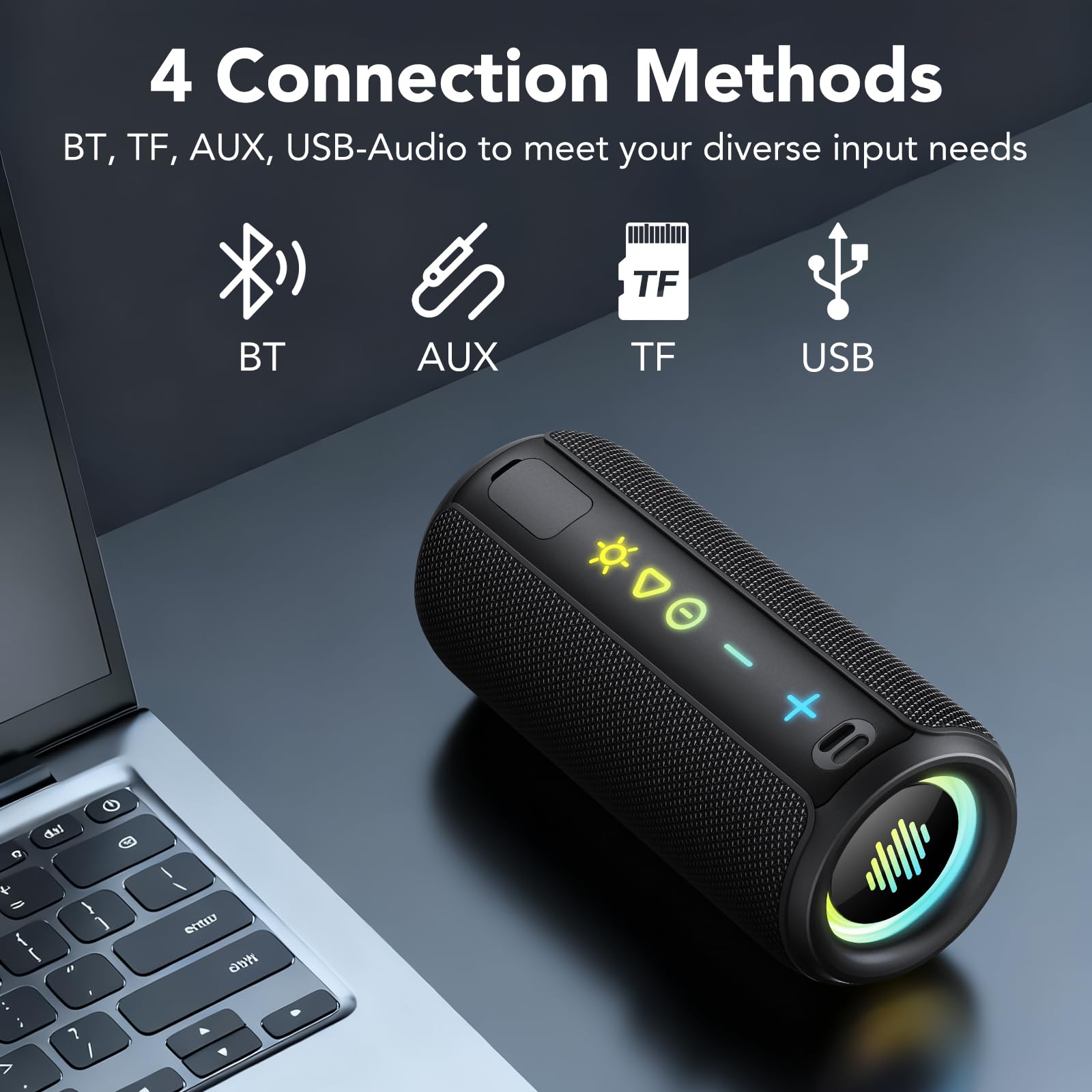 Enceinte Bluetooth Portable Puissante - Son 360°, Autonomie 30h, IPX7 Étanche - Pour Fêtes, Voyage, Extérieur