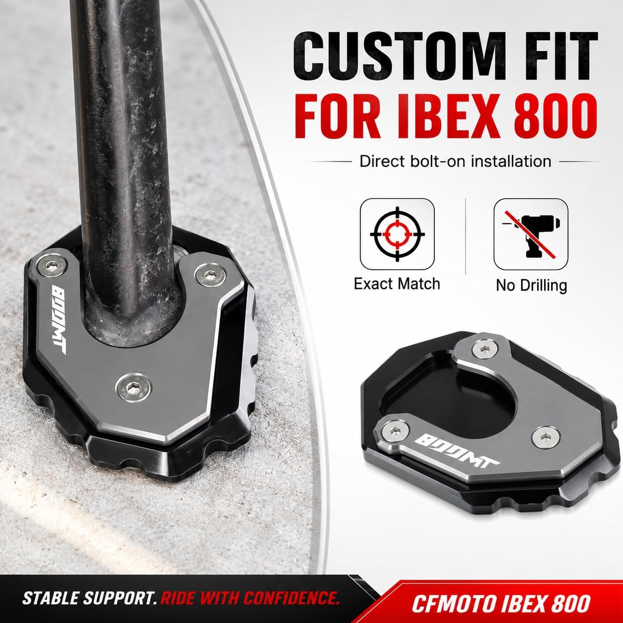 Kickstand Pad for CFMOTO Ibex 800/S/T/E 2023 2024 2025 2026-Gray image 4