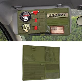 Molle Visor Panel Organizer, Molle Car Sun Visor Organizer, Large Molle Visor Panel Vehicle Tactical Sun Visor Holder, Universal Car Sunshade Storage Pouch Car Accessories for Cars (Army green)