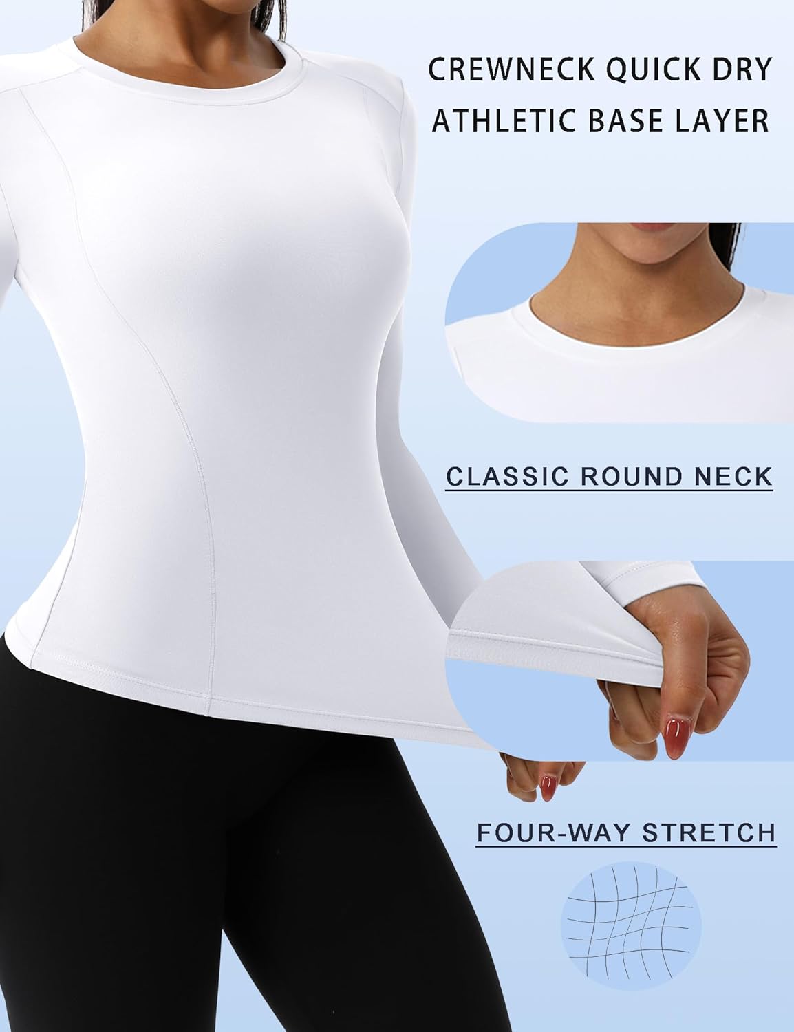 Long Sleeve Compression Shirts for Women Athletic Sun Protection Workout Base Layer Tops Sports Gear Yoga Running - Image 3