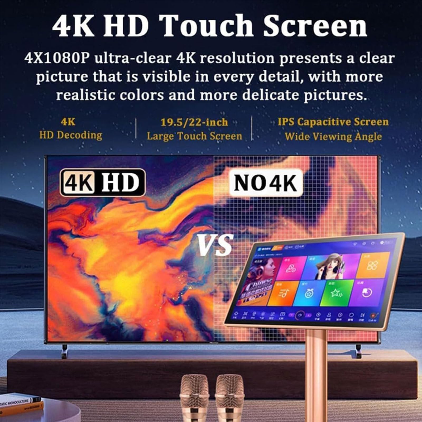 Karaoke Professionale da 21,5 Pollici con 2 Microfoni Wireless, Schermo Touch Capacitivo 4k, Riverbero Dsp, WiFi, Download Cloud, App Youtube, Opzioni 3tb/4tb/6tb/8tb 8TB