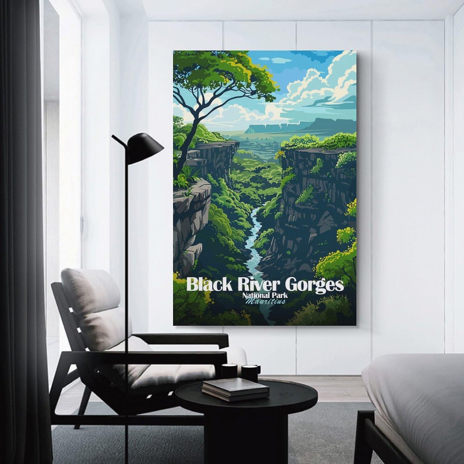 Junmoney Unframe-Style-9 Black River Gorges National Park, Mauritius Canvas Wall Art 24X36inch(60X90cm), For Workspace Walls, Study Corners Or Bedrooms, Wall Art That Adds Style To Work Areas