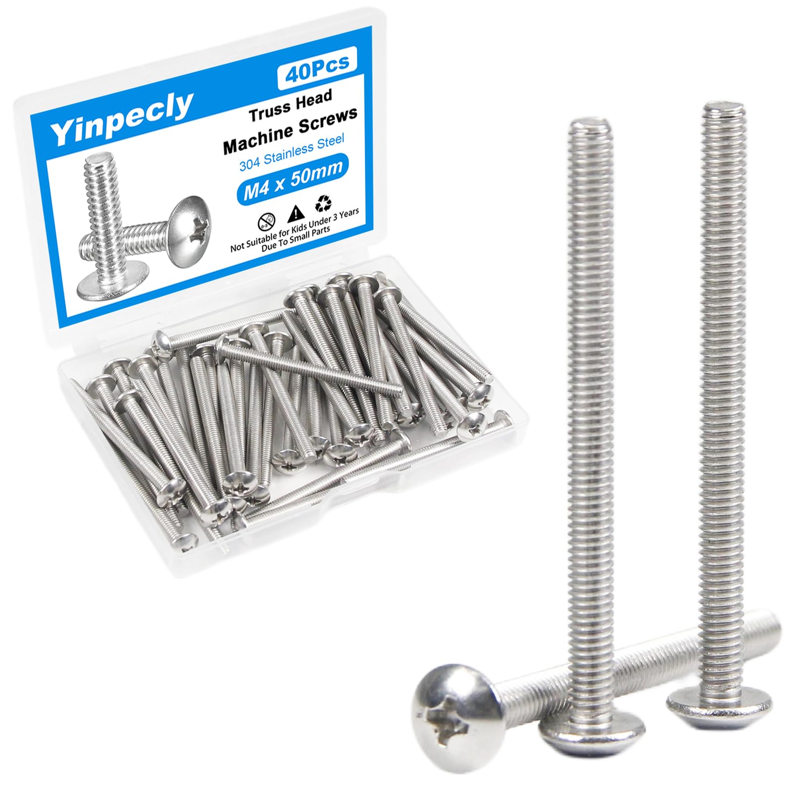 M4 Machine Screws - 40 Pack Truss Head -13
