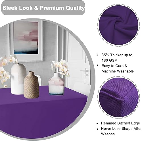 Miniatura 3 de Paquete de 2 manteles rectangulares ajustables color morado de 48 x 24 pulgadas, para mesa de 4 pies, en poliéster lavable, mantel de 4 pies para