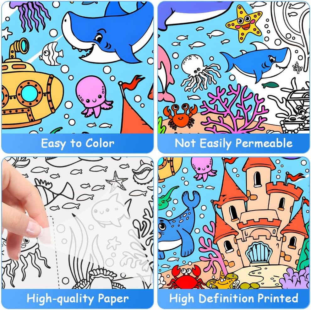 Coloring Tablecloth, 183 x 76 cm Paper Tablecloth for Painting, Giant Poster Colouring, Creative DIY Drawing Activity for Christmas Party Decoration, Children's Activity, School-Pastar C