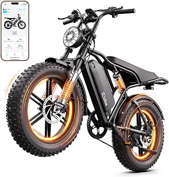TST Electric Bike for Adults, 1500W Peak Motor Ebike, 20" x 4.0" Fat Tire E Bike, 48V 15Ah Removable Battery, Dual Suspension, Disc Brakes, LCD & APP Control, for Commuting Off-Road