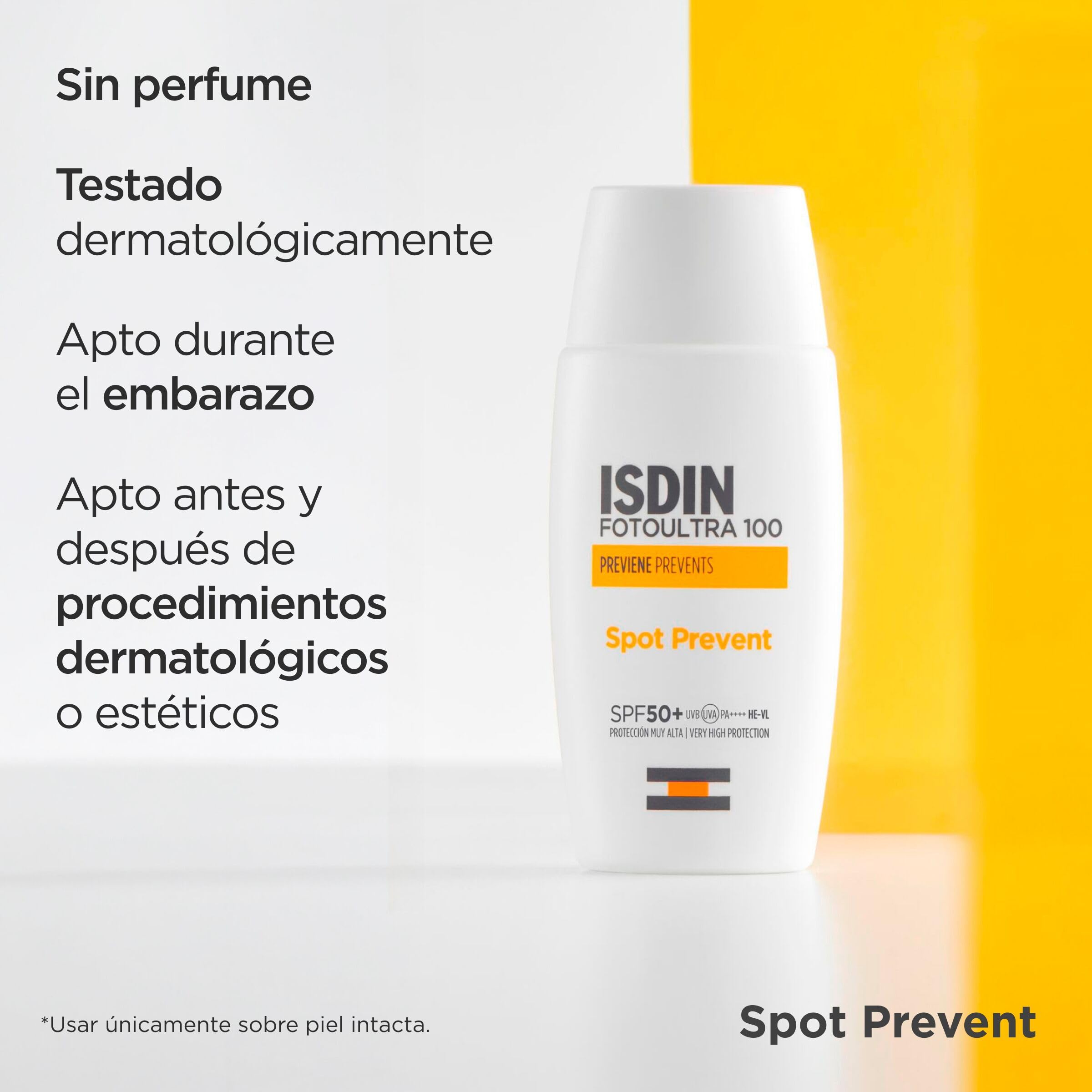ISDIN Fotoultra 100 Fotoultra Spot Prevent SPF 50+ Protector Solar Facial Que Ayuda A Prevenir Manchas Solares Con Alta Protección UVB/UVA, Crema Solar Que Protege, Previene Y Unifica El Tono -50 ml