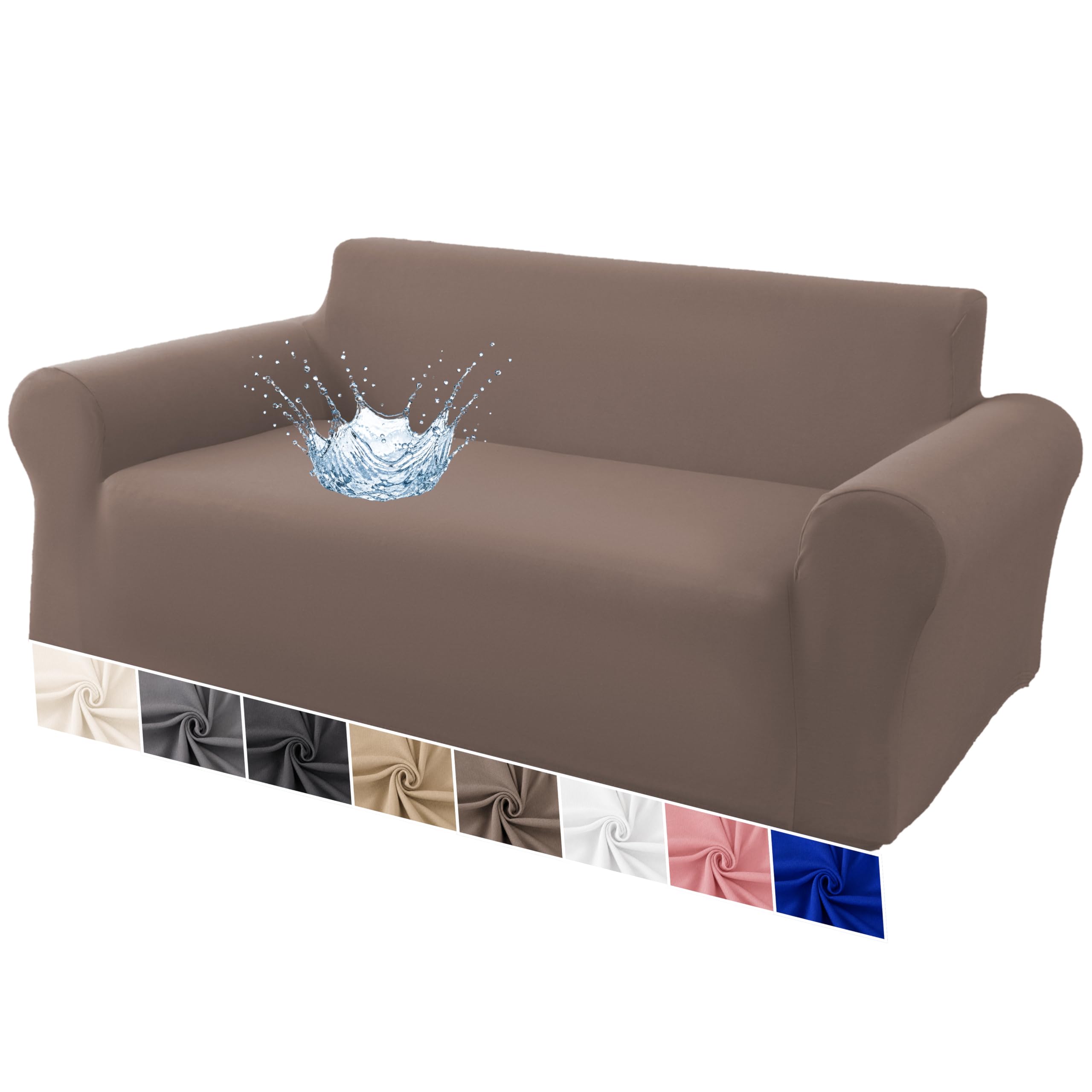 Housse canapé lavable et imperméable 3 places extensible VKZ couleur taupe