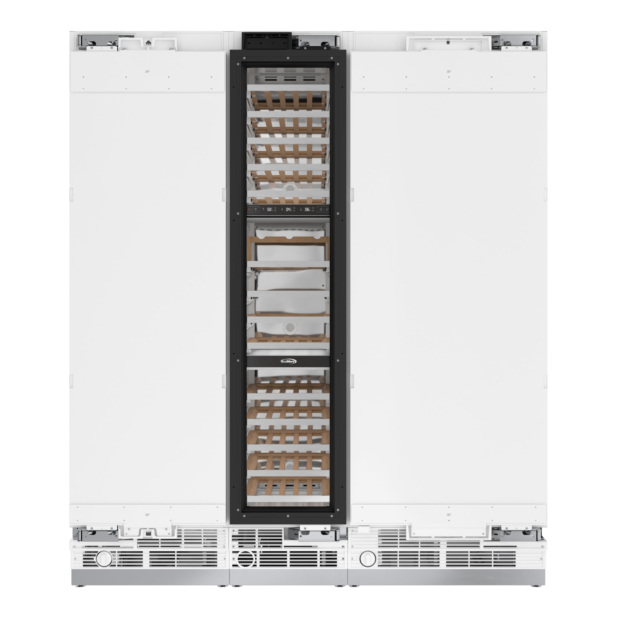 KoolMore Reserve Panel Ready Column 30 in. Refrigerator, 18 in. Wine Cooler and 24 in. Freezer Combo, Frost Free, Water and Ice Dispenser, ETL Listed, Energy Star