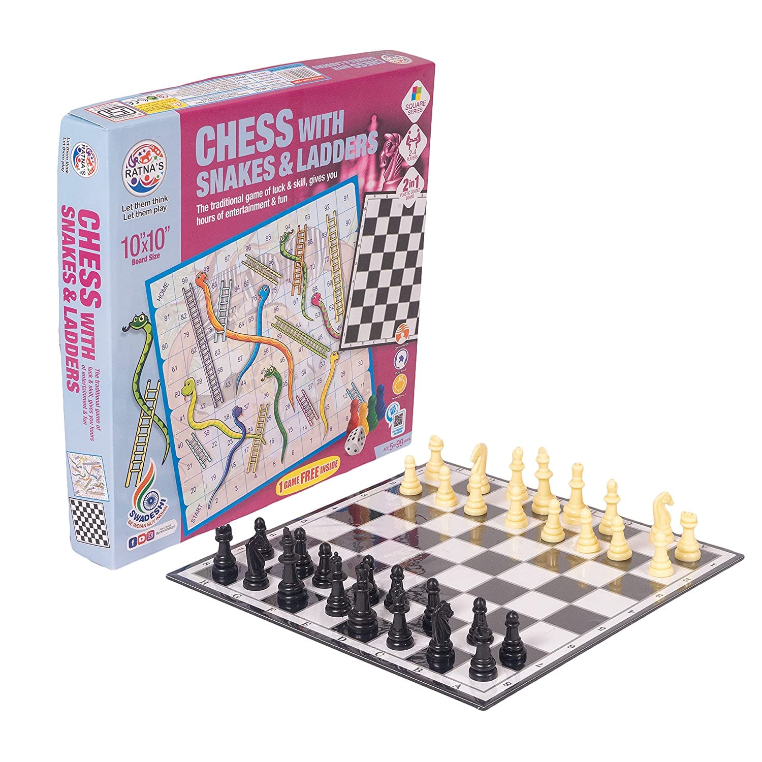 Buy MGC Snake and Ladders and Chess Board Game for Adults and Children 12+ Years 2 Players 2