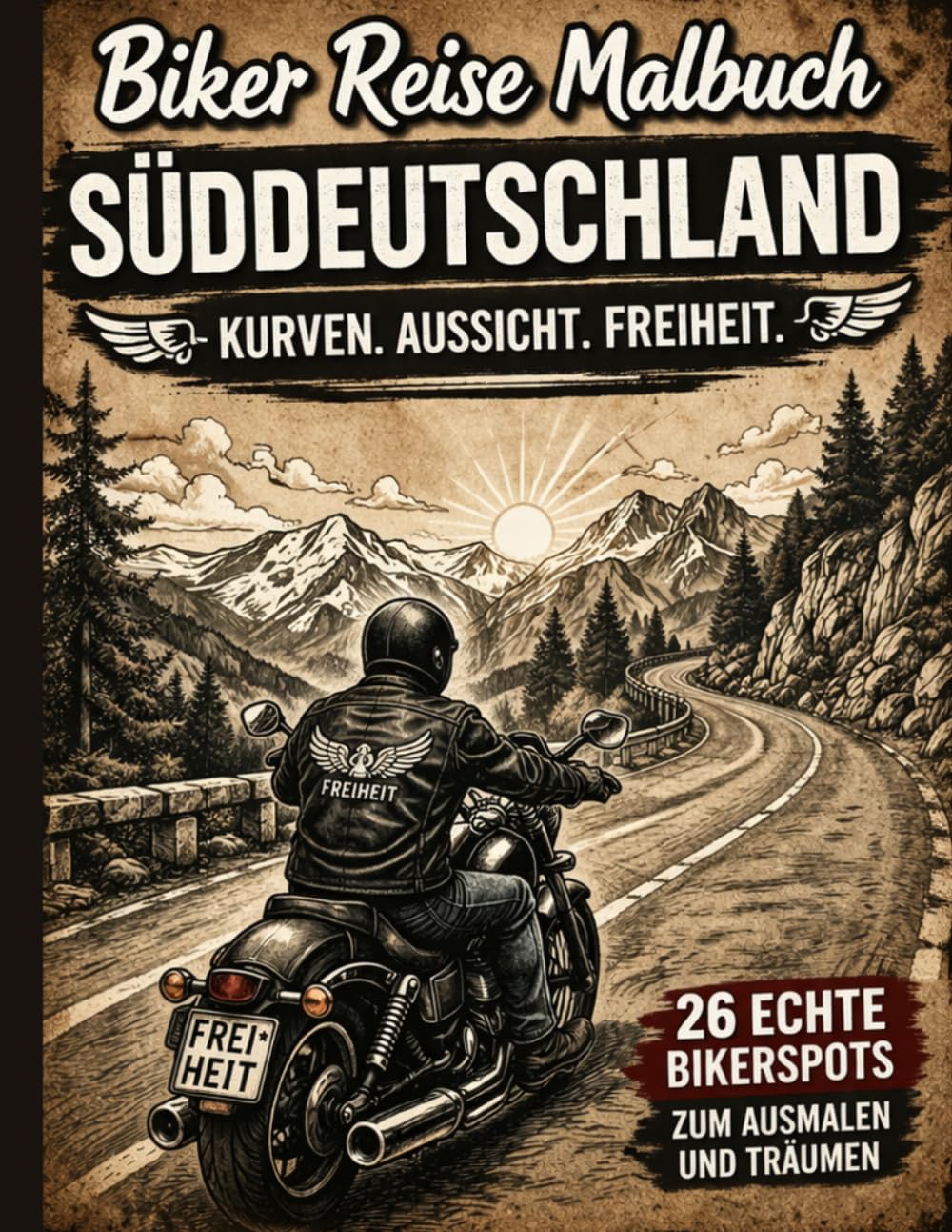 Biker Reise Malbuch Süddeutschland: 26 Motorrad Hotspots in Süddeutschland - Entdecken, Erleben und Ausmalen