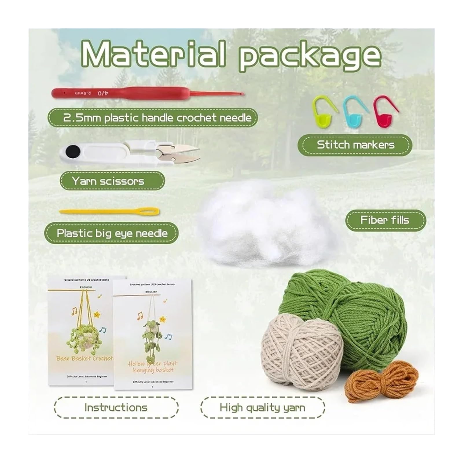 OPIGJUFD Kits de Ganchillo Kit de planta colgante crochet for principiantes con instrucciones, hilo algodón, agujas, ganchos y juego herramientas for tejer para Proyectos de Manualidades(Type2)