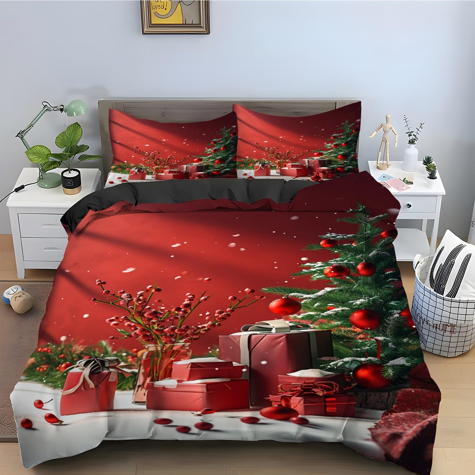 Housse de couette 220x240 arbre de Noël pour illuminer votre chambre en hiver