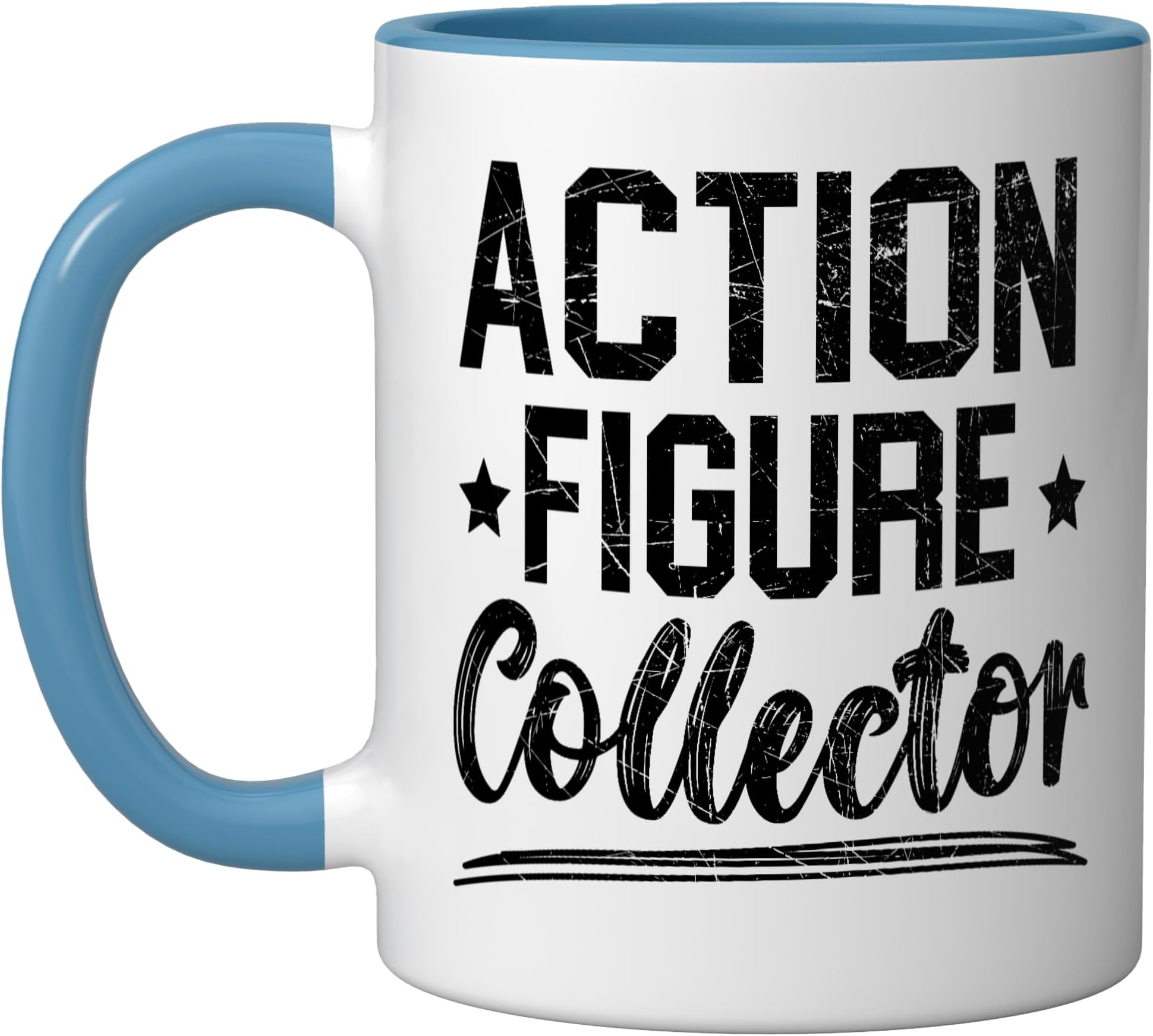 Action Figure Collector Hobby Toy Collection Ceramic Mug, Blue/White