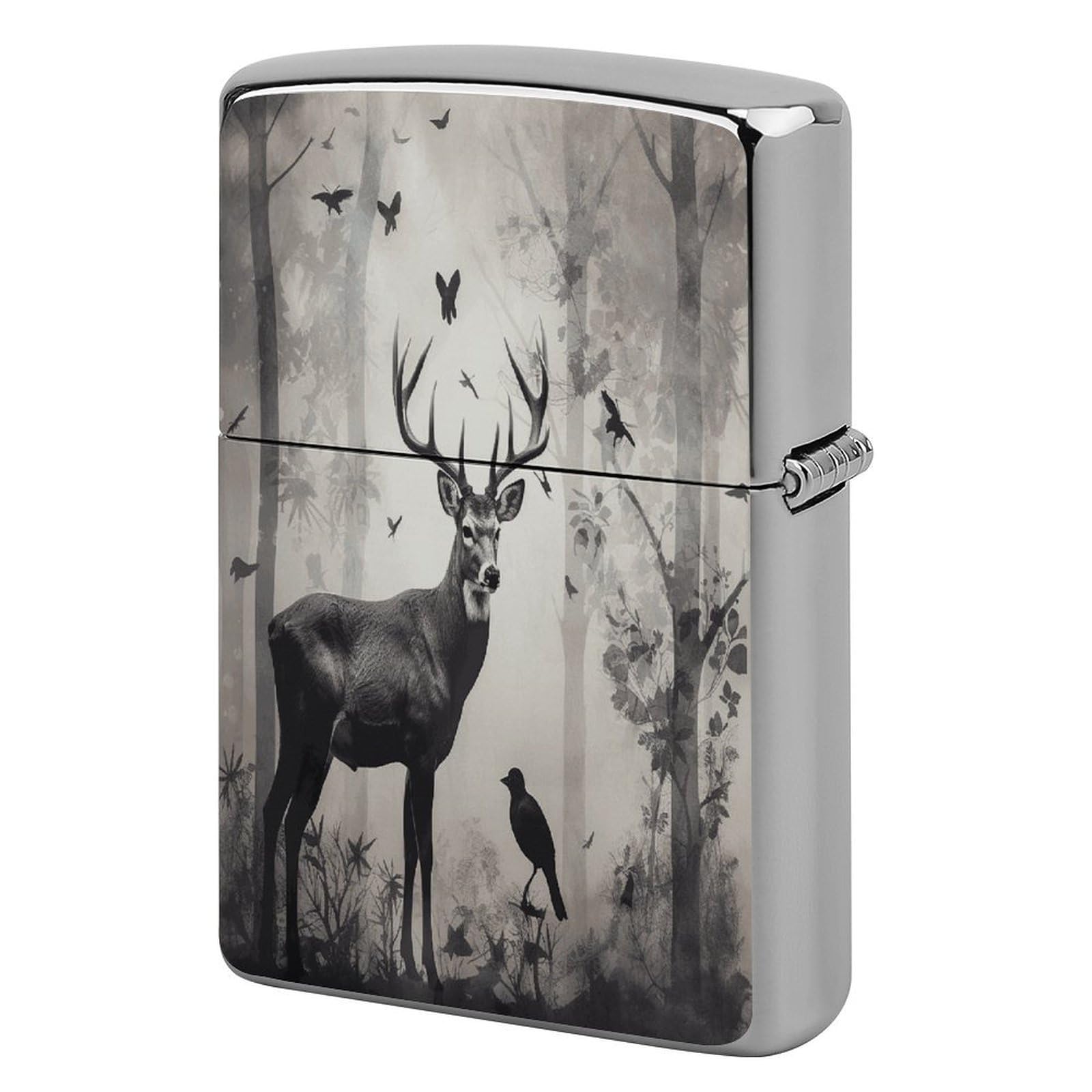 Btcowzrv Style Hunting Silhouette Of Deer Metal Lighter Case Sleeve Cover Holder