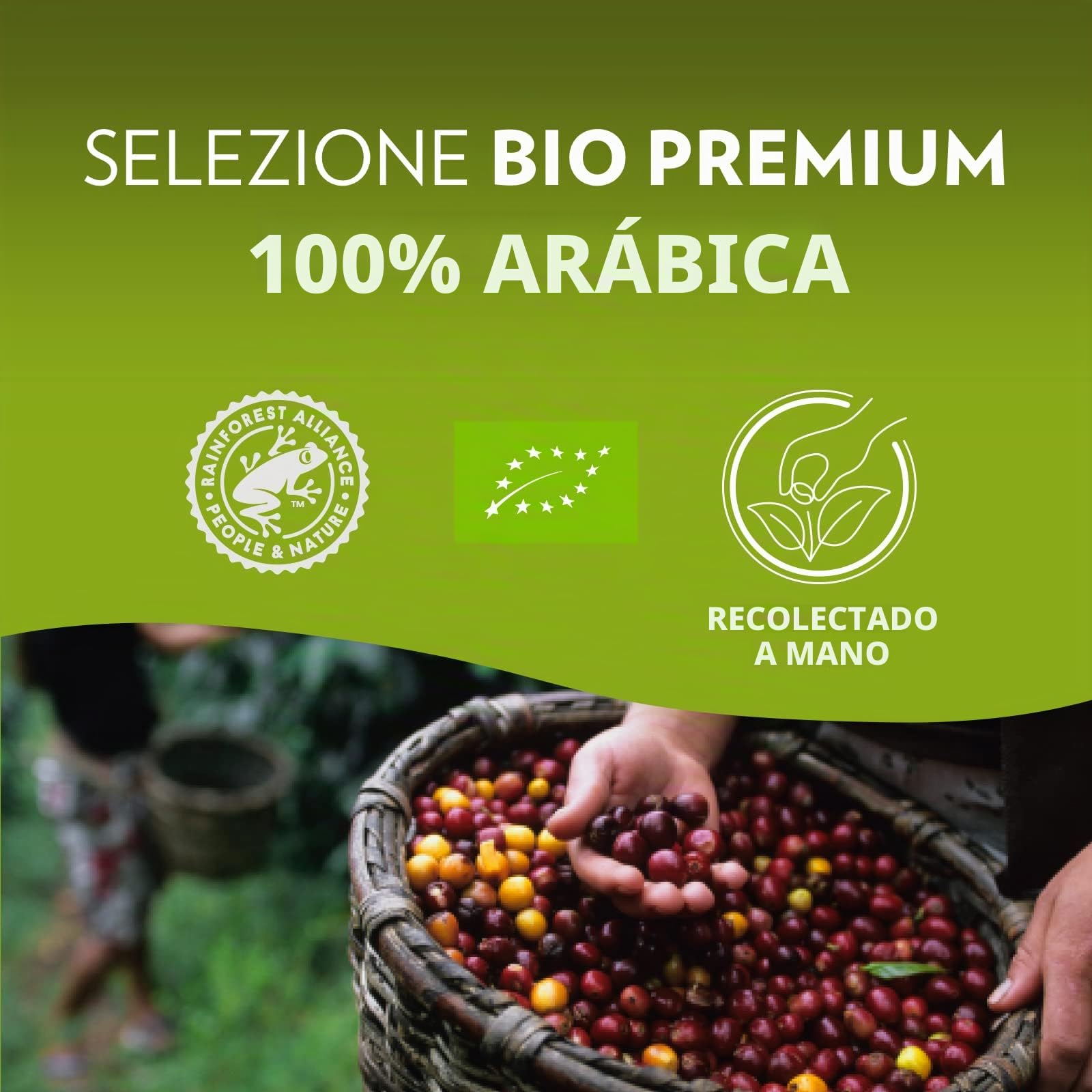 Lavazza, A Modo Mio - Máquina de café Tiny Eco verde con 64 cápsulas ¡Tierra! Surtidas, cafetera expreso de plástico reciclado, 1450 W, 220-240 V, 50/60 Hz, 0,6 litros