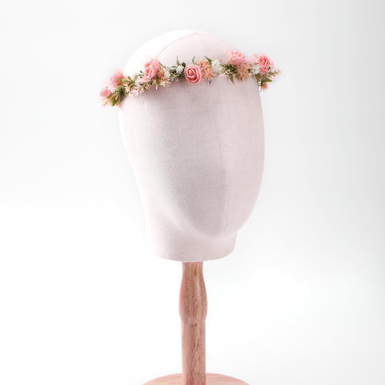 Women's Pink Flower Headband - Girl Flower Headpiece Romantic Bohemian Lace Foam Headband for Wedding Decoration Party Birthday Dance Headwear Maternity Shoot Props - Image 7
