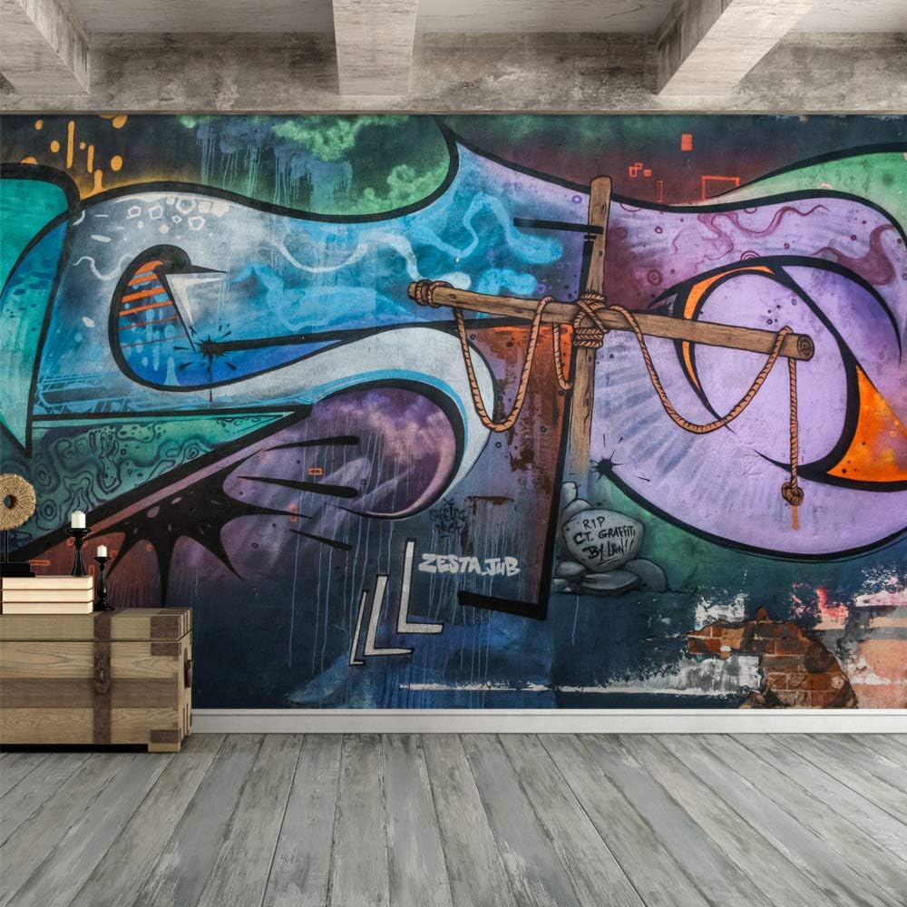 SIGNFORD Wall Mural Colorful Graffiti Removable Wallpaper Wall Sticker for Bedroom Living Room - 66x96 inches