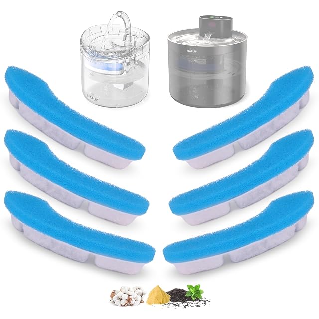 HAPUP Filtro de Agua para Gatos Filtro de Repuesto Cuádruple Acción con Carbón Activo 6 PCS para HAPUP…