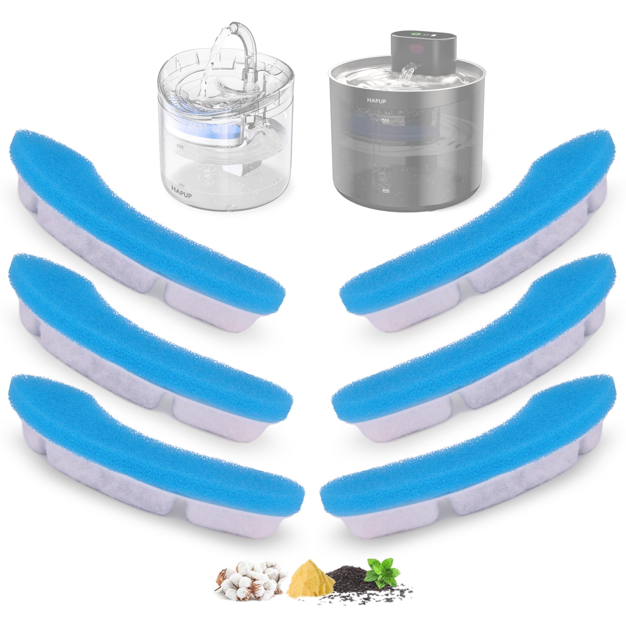 Cat Water Fountain Filter Replacement Upgrade Cat Fountain Filter Arc-Shaped Safe Washable Animal Water Fountain Filters with 4 Filtration System for