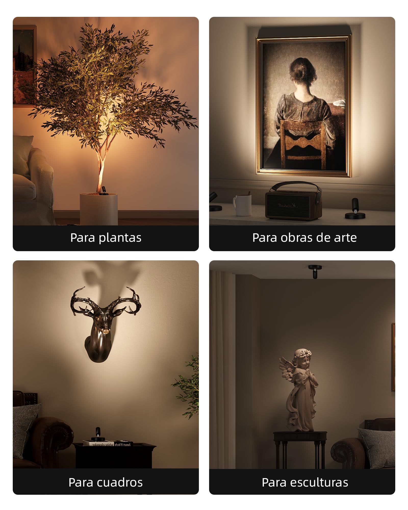 EZVALO Foco LED Inalámbrico 5500 mAh con Mando a Distancia y Temporizador, 3 Temperaturas de Color, Negro (2 Pieza)