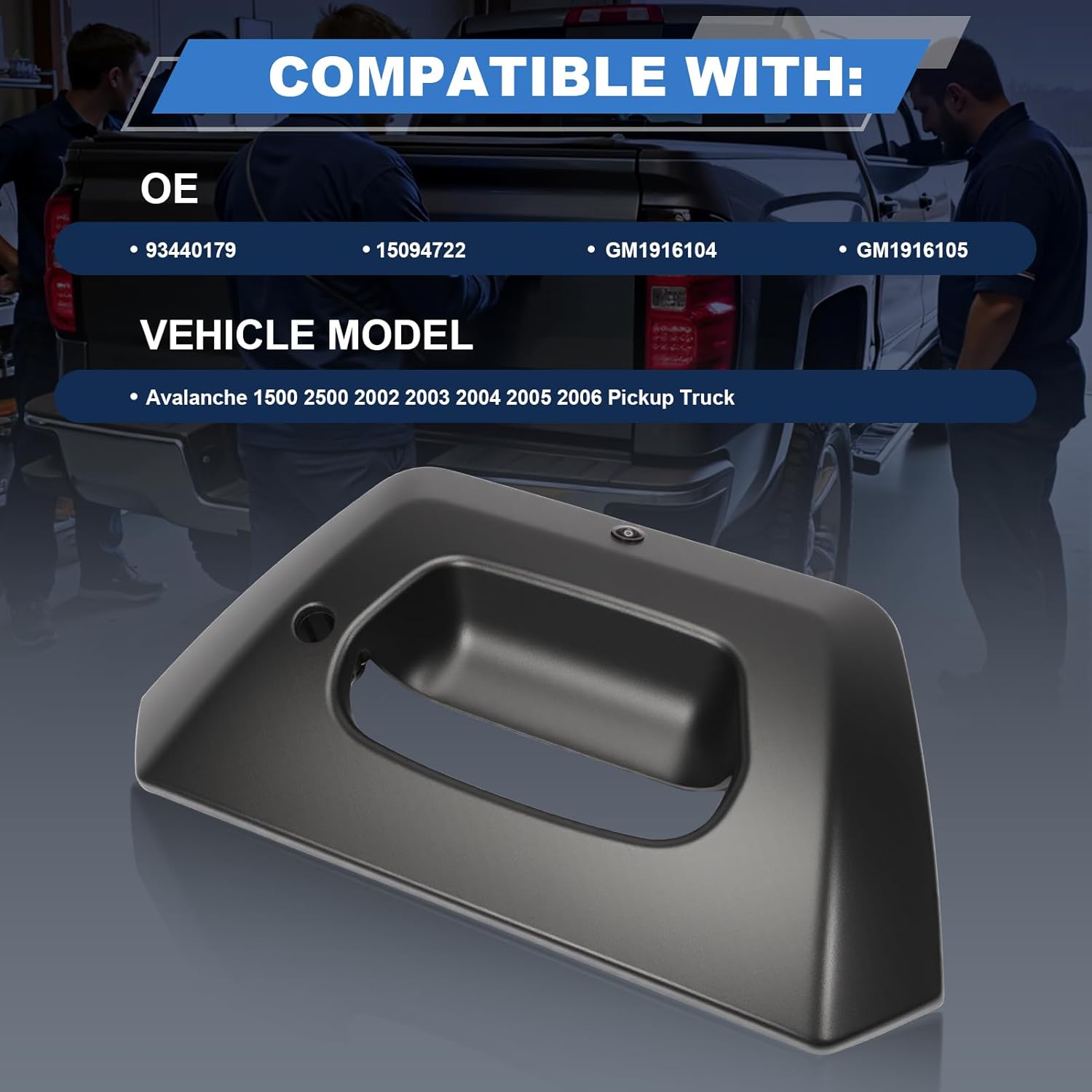 Backup Camera with Tailgate Handle Bezel Trim Compatible with 2002 2003 2004 2005 2006 Avalanche 1500 2500 Pickup Truck Replaces 93440179 15094722 GM1916104 GM1916105