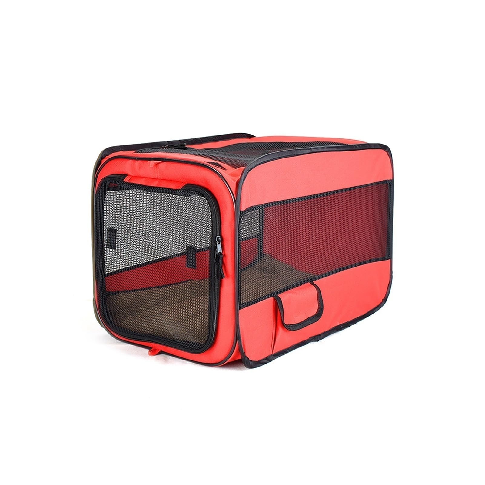 Foldable Dog Box Cat Box for Car: Transport Box for Pets Travel Portable Safe Breathable Outdoor Pet Cage with Safety Belt (Red-A, 80 x 56 x 56 cm)