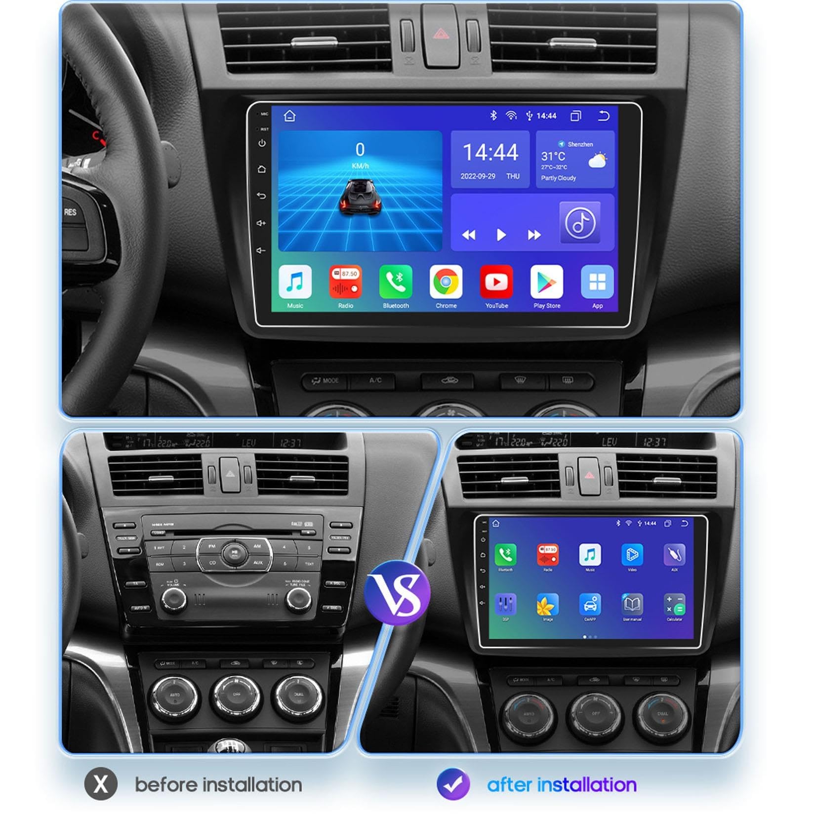 Autoradio Double DIN 9" pour Mazda 6 2007-2012