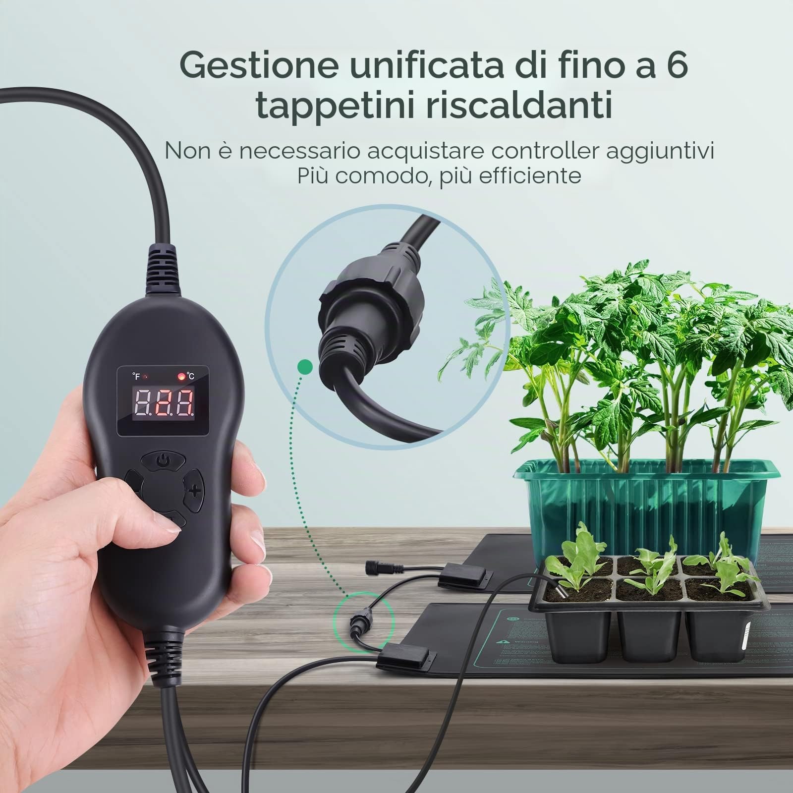 Luxbird Tappetino Riscaldante per Piante con termostato, 2 tappetini riscaldanti con 1 Controller, 30W, Controllo Uno a Molti, Impermeabile IP67, 52x25cm, per Serra, germinazione, Terrario