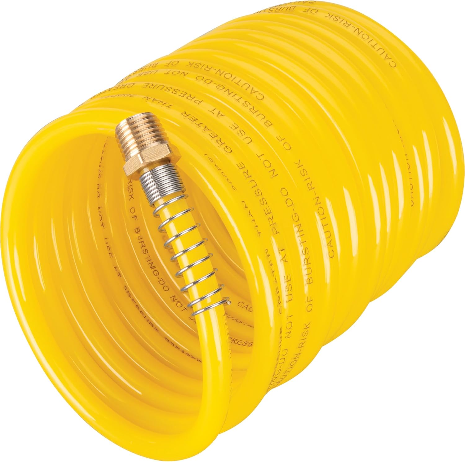 Performance Tool 1535 1/4 In. x 10 Ft. Recoil Air Hose, NPT Fittings, Spring Guards, Rated up to 200 PSI, Yellow