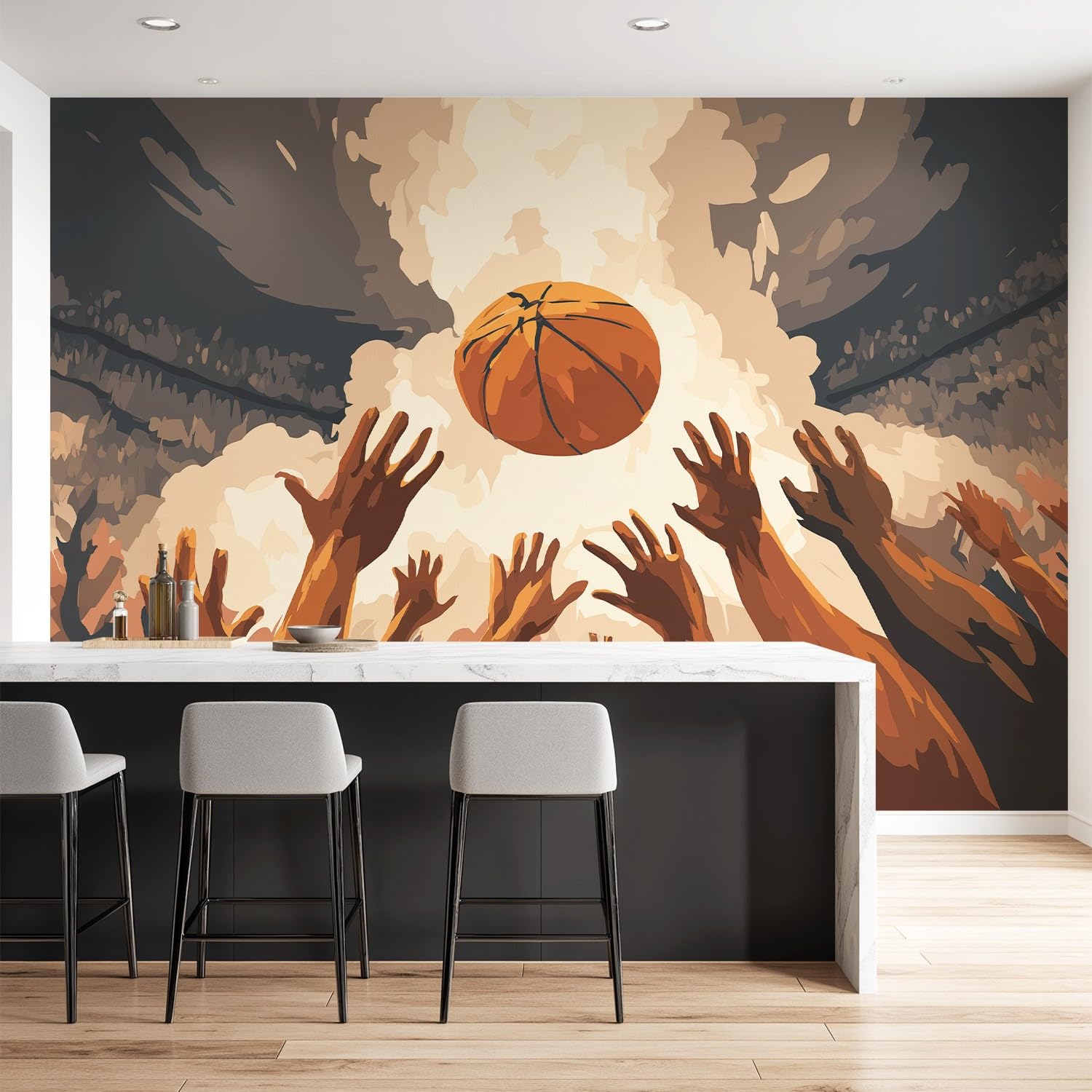Sport, komiks, energetyczna fototapeta ścienna z koszykówką, sztuka konkursowa dom, biuro, salon, sypialnia i dekoracja domu, pokrycie ścienne 274 x 254 cm