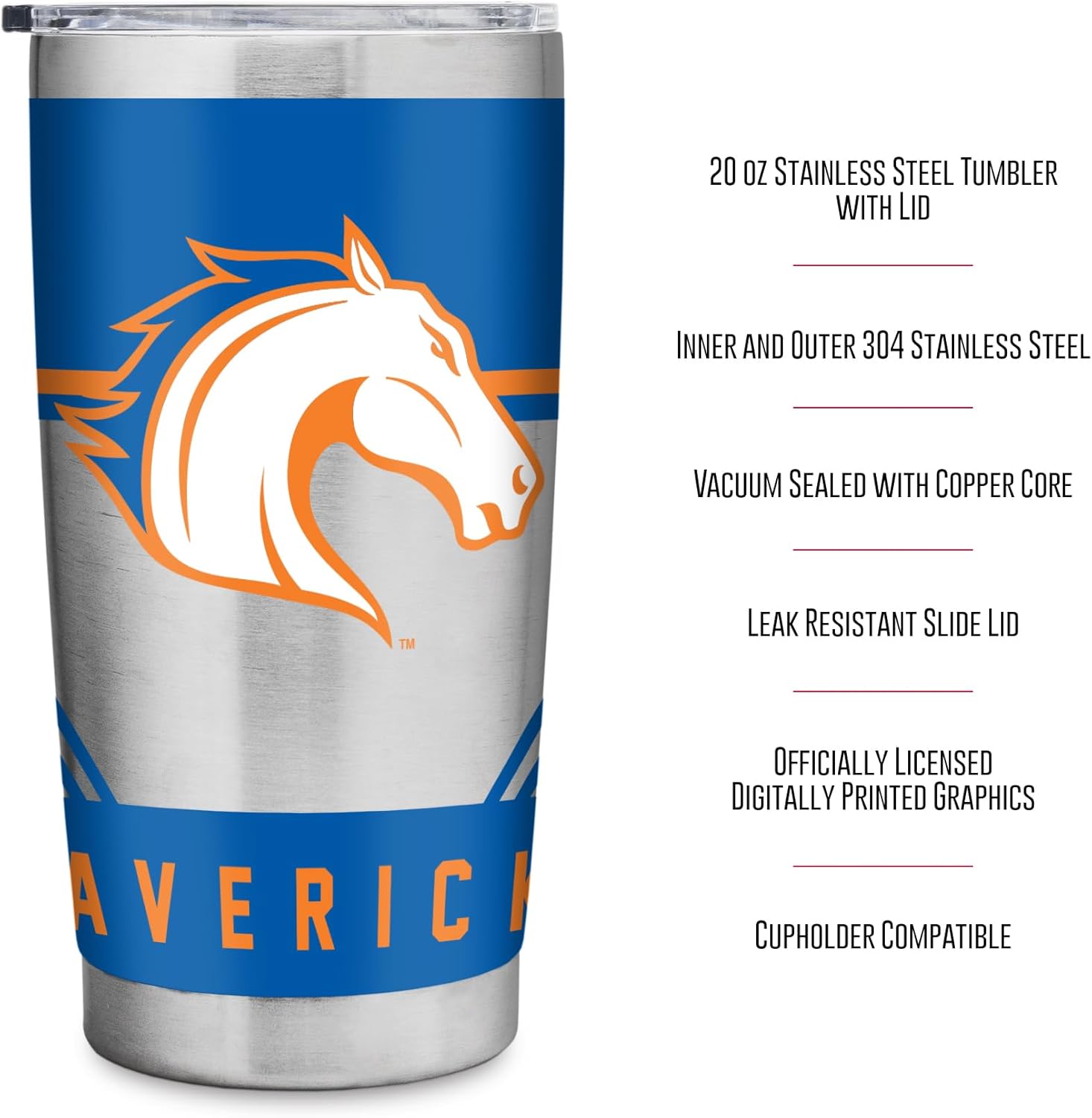 Rico Industries NCAA Texas-Arlington Mavericks Standard 20oz Stainless Steel Tumbler with Lid - Great For Coffee, Tea, Water or Cocktails - Image 7