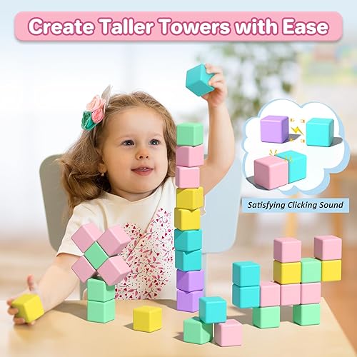 Miniatura 4 de ABC 123 Bloques de construcción para niños pequeños, juguetes sensoriales de cubo magnético, aprendizaje preescolar del alfabeto, número y animales,