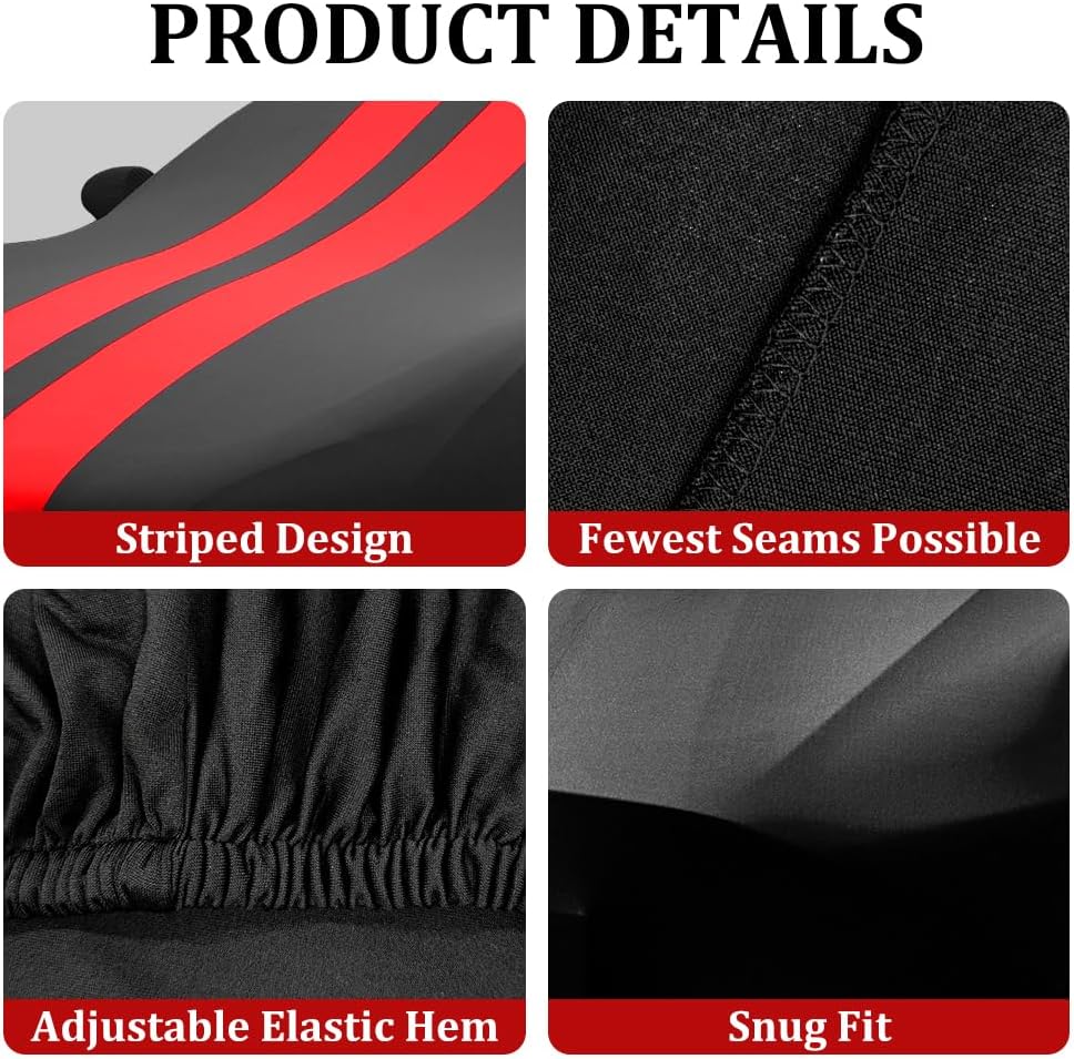 WinPower Indoor Car Cover, Stretch Dustproof Protection Fit 181-192 Inch Sedan Full Car Cover for Underground Garage Car Show, Black and Red