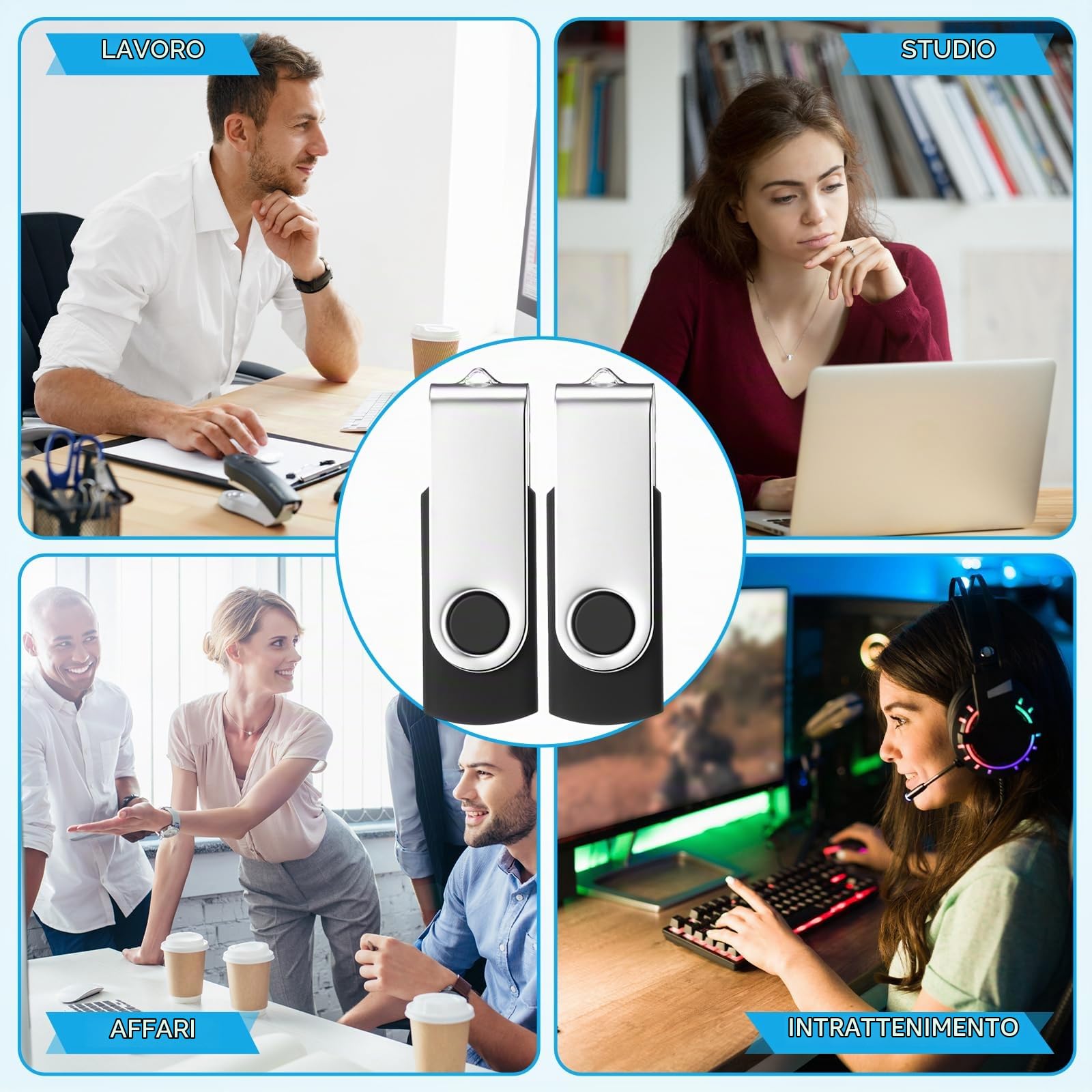 Kanayu Confezione da 100 chiavette USB da 4 GB, 2.0, con luce LED, portatile, per archiviazione dati, PC, computer, laptop, ufficio, scuola (4 GB)