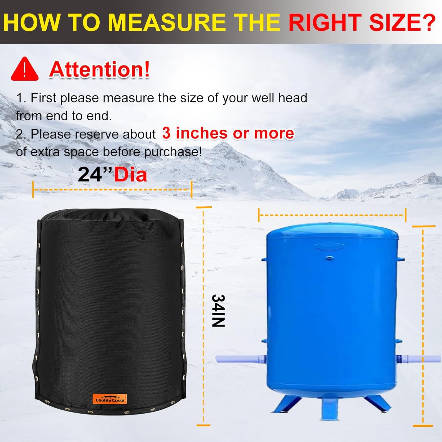 Snap 3-Way Opening Round Water Pressure Tank Cover - (5°F) Water Tank Insulated Cover - 24"Dia x 34"H Water Pressure Tank Cover for Outdoor Winter Freeze Protection Black - Image 4