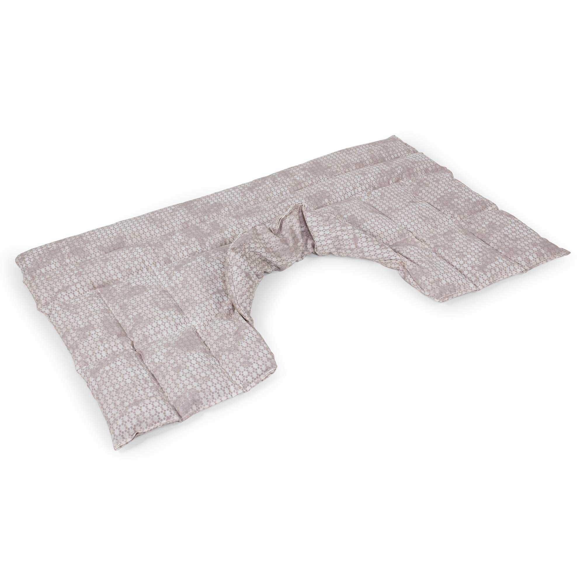 Bio-Dinkelkissen Schulter & Nackenkissen mit Kragen. Nacken Wärmekissen, Körnerkissen - Wärme und Kälte (shabby-chic grau-beige, Bio-Dinkel)